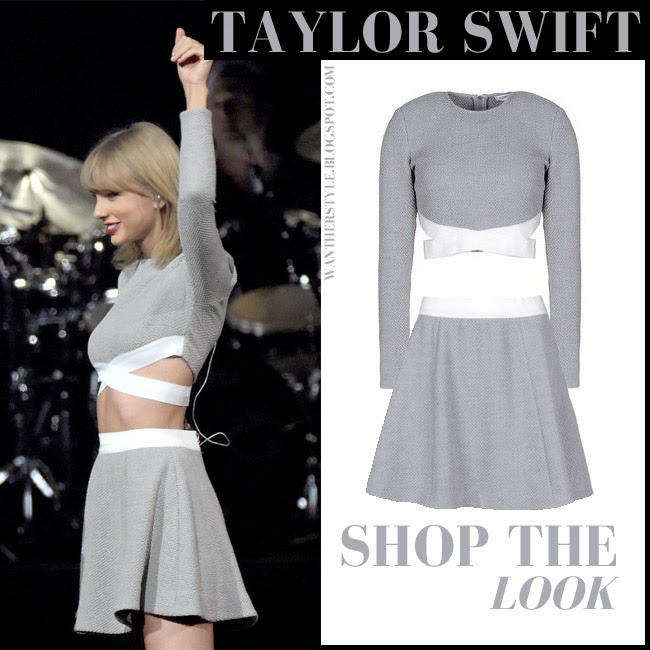Taylor Swift in grey crop top and grey mini skirt Kenny Chesney ...